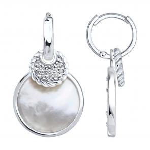 Серебряные серьги-трансформеры SOKOLOV с перламутром и фианитом 94-321-02303-1 фото