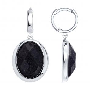 Серебряные серьги Diamant с авантюрином 94-321-02318-1 фото