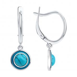 Серебряные серьги Diamant с бирюзой 94-321-02367-1 фото