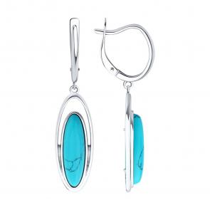 Серебряные серьги Diamant с бирюзой 94-321-02375-1 фото