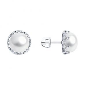 Серебряные серьги Diamant с жемчугом 94-322-01949-1 фото