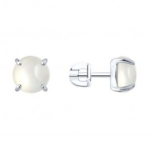 Серебряные серьги Diamant с лунным камнем 94-322-02384-3 фото