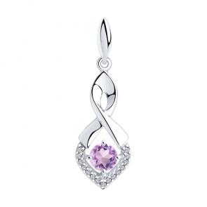 Серебряная подвеска Diamant с фианитом и аметистом 94-330-00380-3 фото