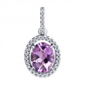 Серебряная подвеска Diamant с фианитом и аметистом 94-330-01999-2 фото