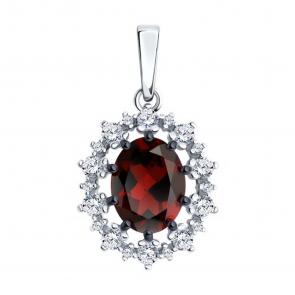 Серебряная подвеска Diamant с фианитом и гранатом 94-330-02042-2 фото
