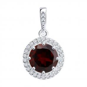 Серебряная подвеска Diamant с фианитом и гранатом 94-330-02052-2 фото