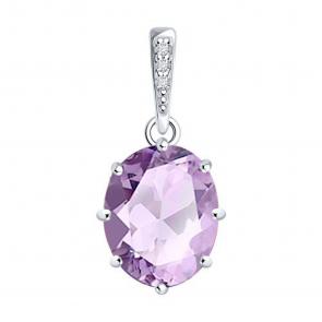 Серебряная подвеска Diamant с фианитом и аметистом 94-330-02054-3 фото