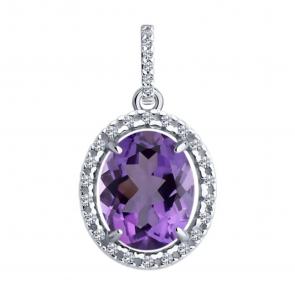 Серебряная подвеска Diamant с фианитом и аметистом 94-330-02647-2 фото