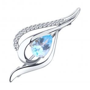Серебряная брошь Diamant с топазом и фианитом 94-340-01045-1 фото