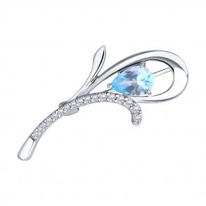 Серебряная брошь Diamant с топазом и фианитом 94-340-01049-1 фото