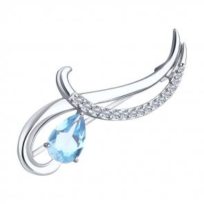 Серебряная брошь Diamant с топазом и фианитом 94-340-01053-1 фото