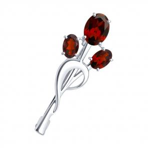 Серебряная брошь Diamant с гранатом 94-340-01165-2 фото