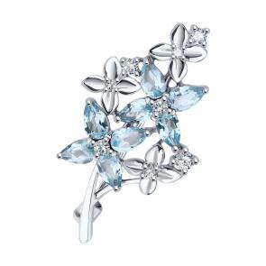 Серебряная брошь Diamant с топазом и фианитом 94-340-02061-1 фото