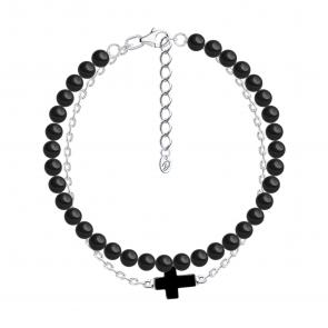 Серебряный браслет-крест Diamant с гематитом 94-350-00033-1 фото