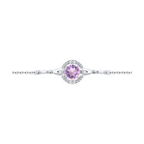 Серебряный браслет Diamant с фианитом и аметистом 94-350-00679-2 фото
