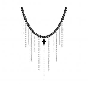 Колье-крест из серебра Diamant с гематитом 94-370-00033-1 фото