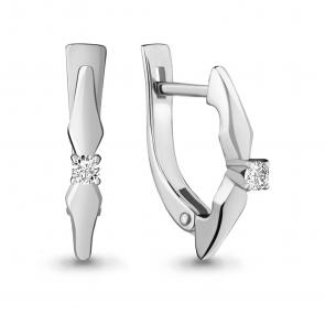 Серьги из белого золота AQUAMARINE с бриллиантом 940011 фото