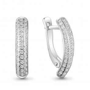 Серьги из белого золота AQUAMARINE с бриллиантом 940025 фото