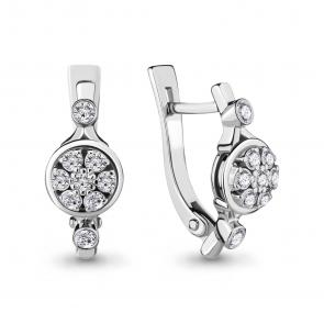 Серьги из белого золота AQUAMARINE с бриллиантом 940041 фото