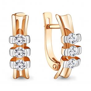 Золотые серьги AQUAMARINE с бриллиантом 940045к фото