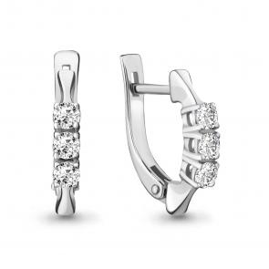 Серьги из белого золота AQUAMARINE с бриллиантом 940062 фото