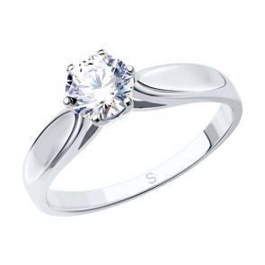 Помолвочное кольцо из серебра SOKOLOV с фианитом 94010047 фото