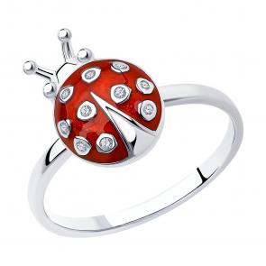Серебряное кольцо SOKOLOV с фианитом и эмалью 94010400 фото