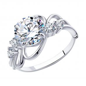 Серебряное кольцо SOKOLOV с фианитом 94010477 фото