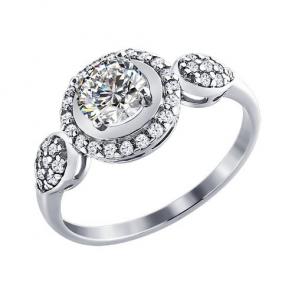 Серебряное кольцо SOKOLOV с фианитом 94011181 фото