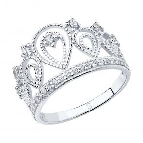 Серебряное кольцо SOKOLOV с фианитом 94011215 фото