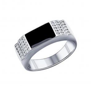Серебряное кольцо SOKOLOV с фианитом и эмалью 94011390 фото