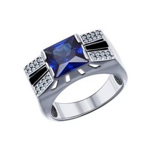 Серебряное кольцо SOKOLOV с фианитом и эмалью 94011395 фото