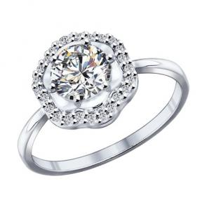 Серебряное кольцо SOKOLOV с фианитом 94011745 фото