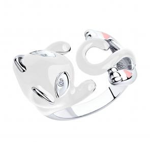 Серебряное кольцо SOKOLOV с фианитом и эмалью 94011779 фото