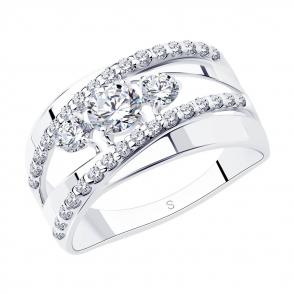 Серебряное кольцо SOKOLOV с фианитом 94011975 фото