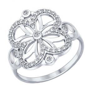 Серебряное кольцо SOKOLOV с фианитом 94011976 фото