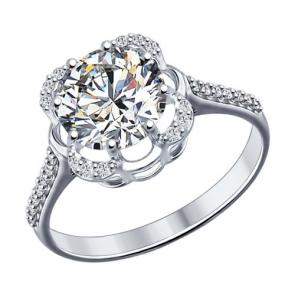 Серебряное кольцо SOKOLOV с фианитом 94012026 фото