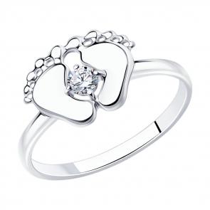 Серебряное кольцо Пяточка SOKOLOV с фианитом 94012124 фото