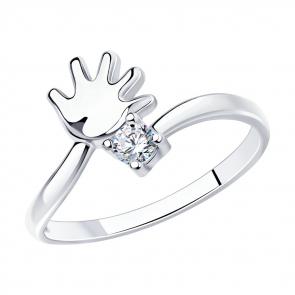 Серебряное кольцо Ручка младенца SOKOLOV с фианитом 94012177 фото