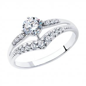 Серебряное кольцо SOKOLOV с фианитом 94012243 фото