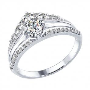 Серебряное кольцо SOKOLOV с фианитом 94012282 фото