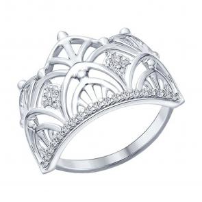 Серебряное кольцо SOKOLOV с фианитом 94012299 фото