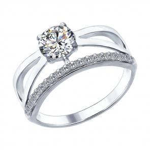 Серебряное кольцо SOKOLOV с фианитом 94012322 фото