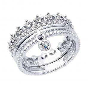 Серебряное кольцо-трансформер SOKOLOV с фианитом 94012405 фото