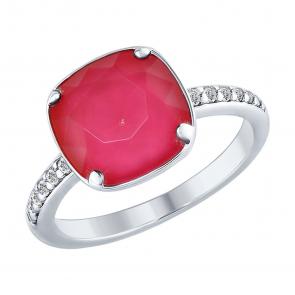 Серебряное кольцо SOKOLOV с фианитом и кристаллом Swarovski 94012432 фото