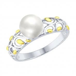 Серебряное кольцо SOKOLOV с жемчугом 94012459 фото