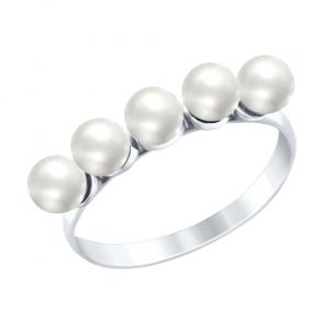 Серебряное кольцо SOKOLOV с жемчугом 94012499 фото