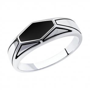 Серебряная мужская печатка SOKOLOV с эмалью 94012536 фото