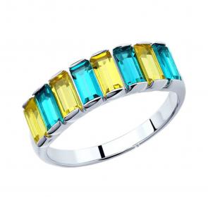 Серебряное кольцо SOKOLOV с кристаллом Swarovski 94012564 фото