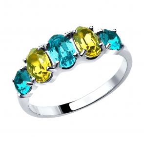 Серебряное кольцо SOKOLOV с кристаллом Swarovski 94012565 фото